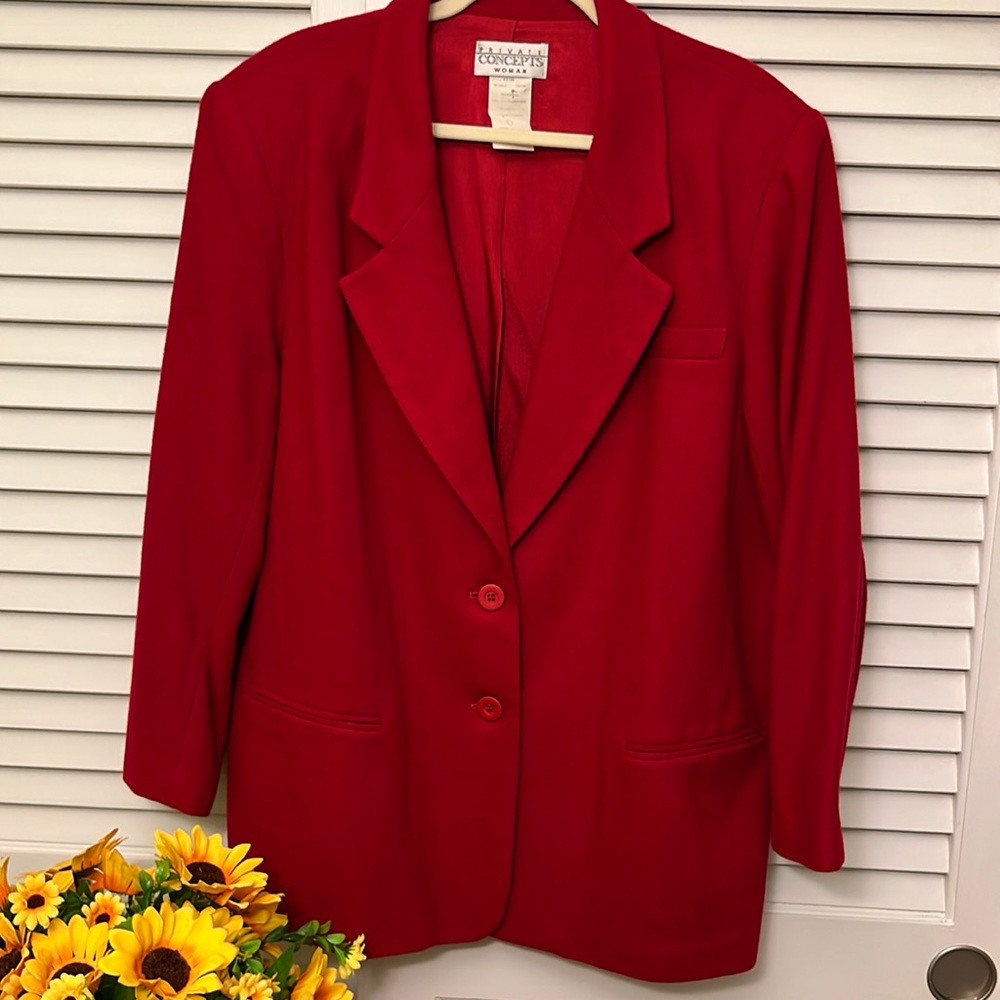 Vintage Private Concepts cranberry single breasted wool blazer size 16W